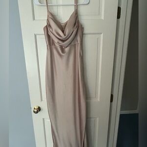 Revelry Skye satin dress in Gold Champagne